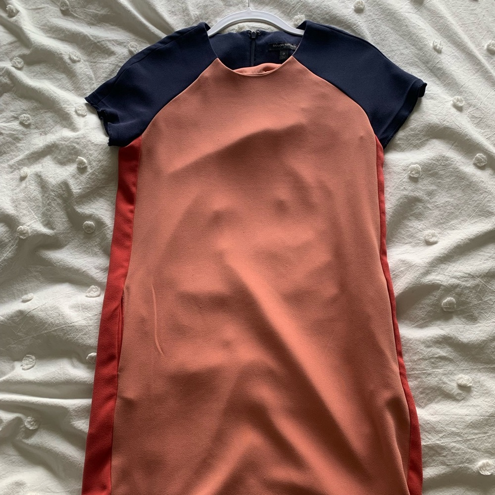 slim banana republic dress • pink & blue • size 0